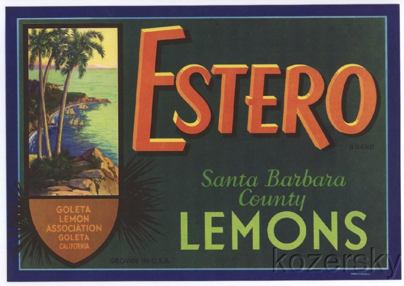 Estero Brand Lemon Crate Label