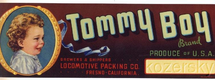Tommy Boy Brand Grape Crate Label 