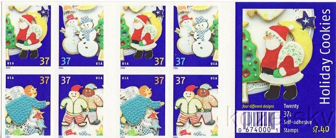 U.S. 3956b, Holiday Cookies, 2005 Christmas, Bklt/20, Mint