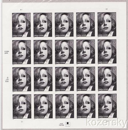 U.S. 3943, Greta Garbo Commemorative, Sheet/20, Mint