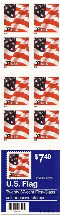 U.S. 3636c, Flag Stamp, Bklt/20, Mint