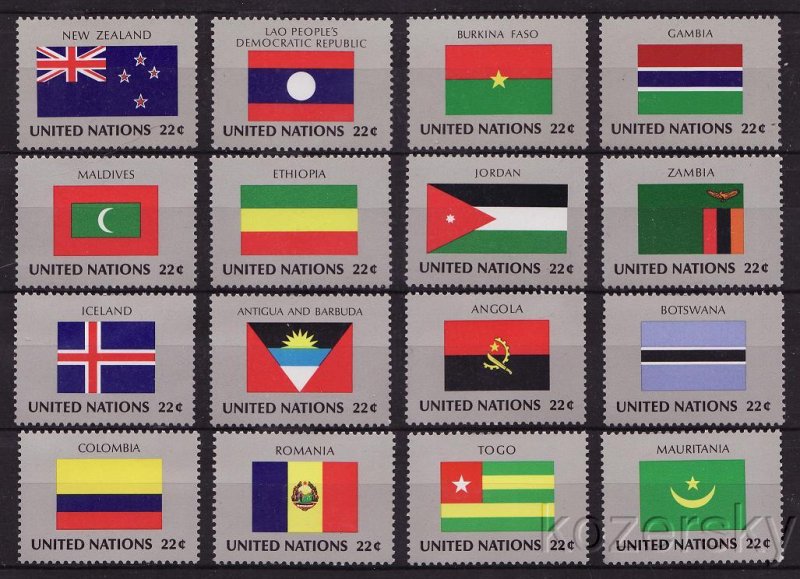 UN 477-92, United Nations NY, Flags of 1980 Stamps, MNH