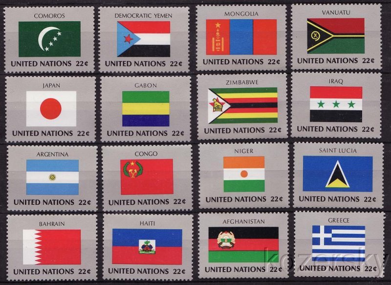 UN 499-14, United Nations NY, Flags of 1980 Stamps, MNH