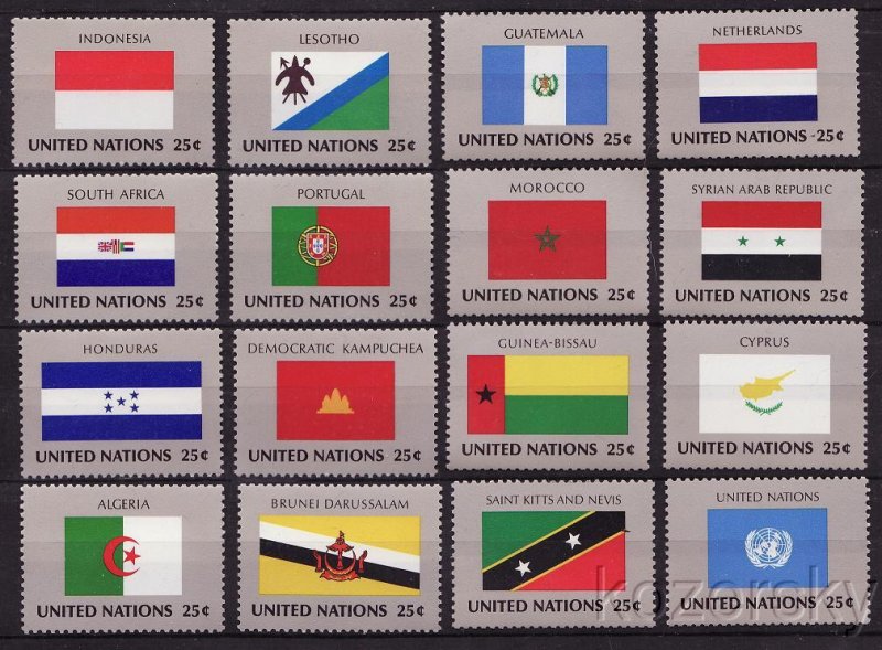 UN 554-69, United Nations, NY, Flags of 1980 Stamps, MNH