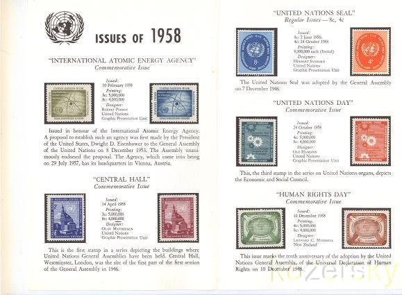 U.N. Souvenir Folder with Stamps Issued 1958