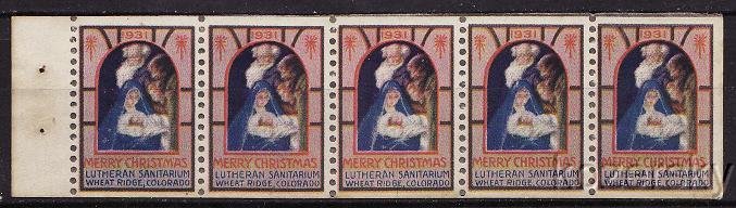 Wheat Ridge 1031x, 1931 Wheat Ridge Lutheran TB Charity Seals Pane NG