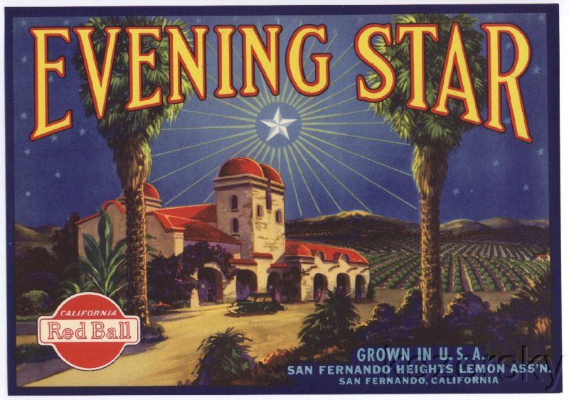 Evening Star Brand Lemon Crate Label