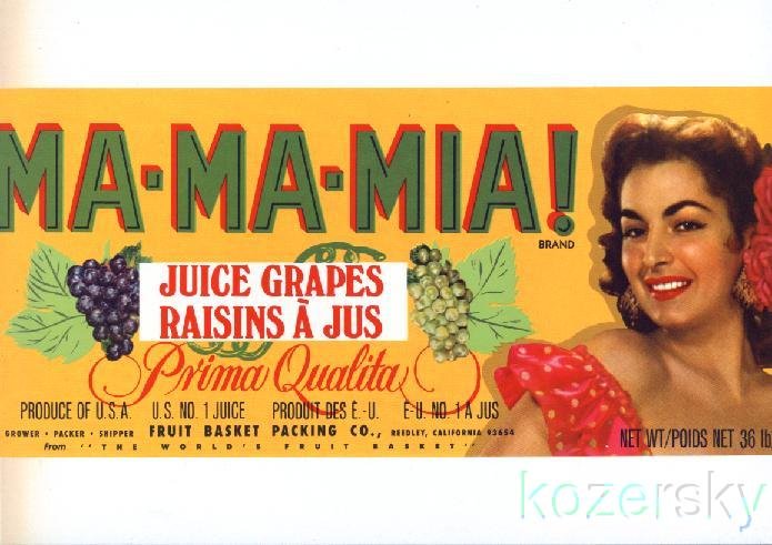 MA-MA-MIA Brand Vintage Grape Crate Label - Wholesale Lot of 10 
