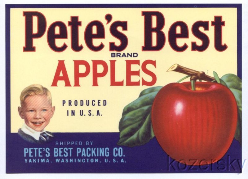 Pete's Best Brand Vintage Apple Crate Label