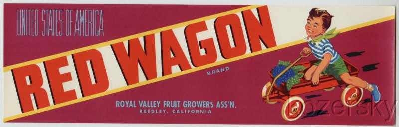 Red Wagon Brand Grape Crate Label