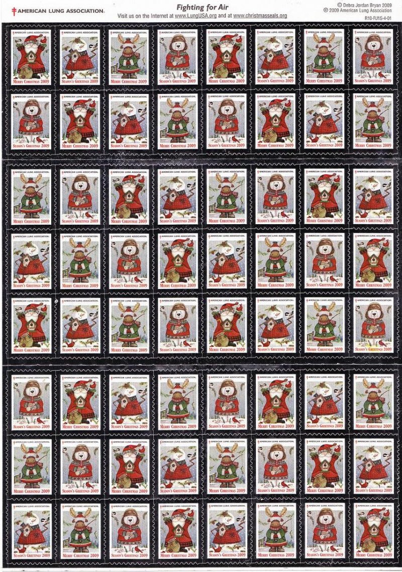   2009-1x3, 2009 U.S. National Christmas Seals Sheet, R10-FU1S-4-01