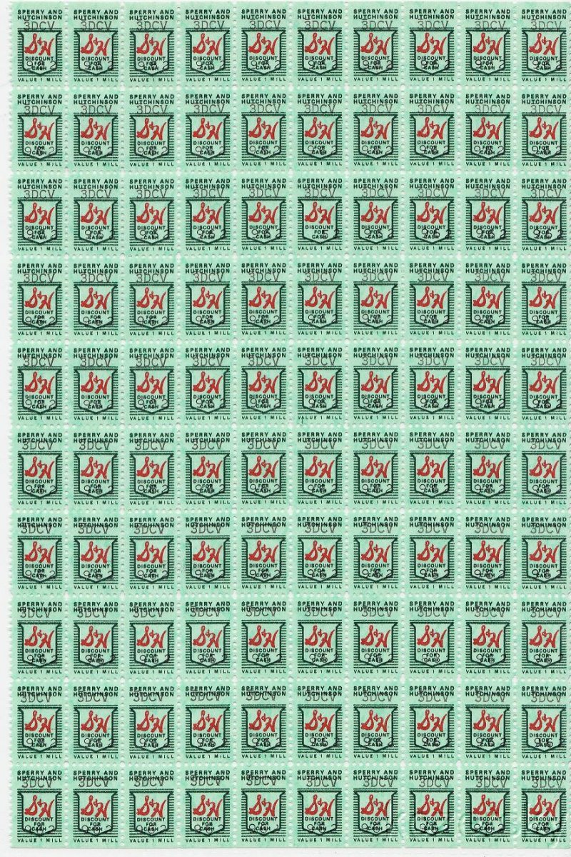 S&H Green Stamps, Series 3DCV, No. 962, Sheet/100 