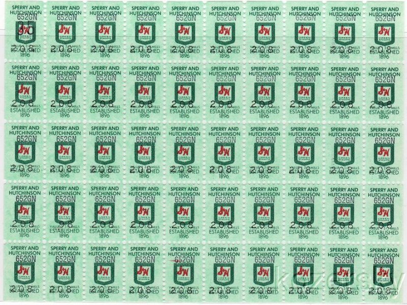 S&H Green Stamps, Series 652GN, No. 208, Sheet/50, MNH