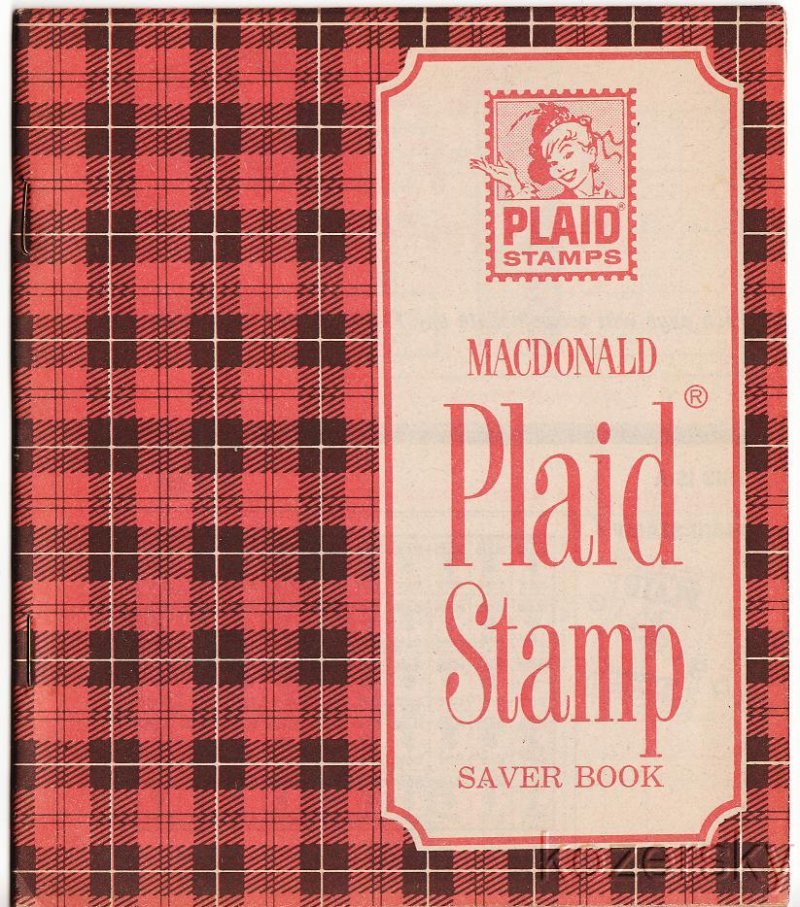 MacDonald Plaid Trading Stamps Saver Book, Front Cover