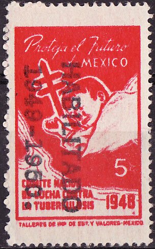  Mexico 7.1a, 1949 Mexico TB Charity Seal, Type 1a