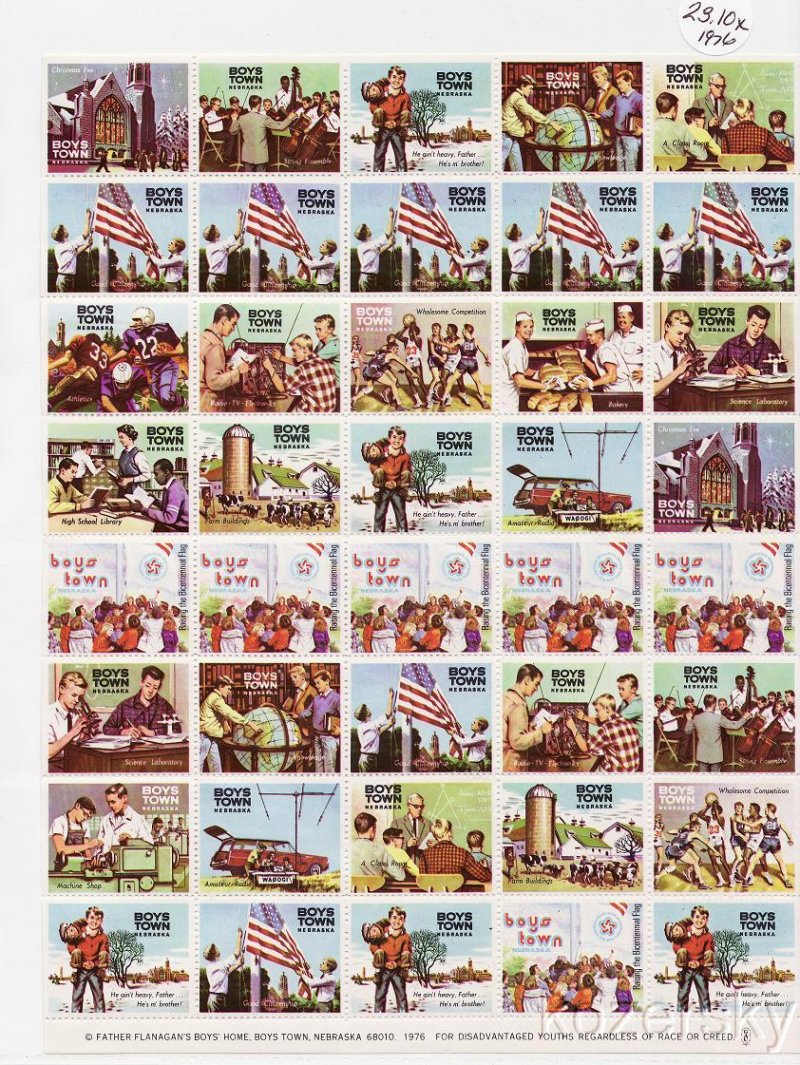 Boys Town 23.10x, 1976 Boys Town Special Spring Charity Seals Sheet