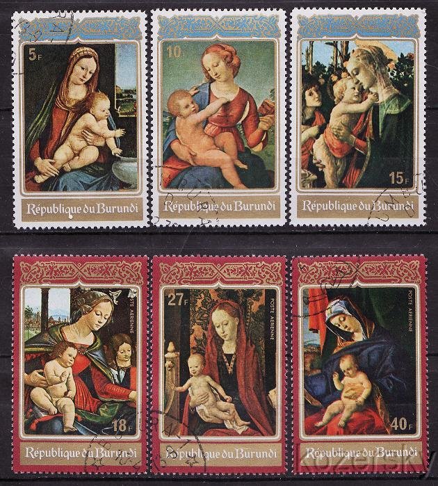 Burundi 408-10, C165-67, Christmas Stamps, Madonna and Child, NH