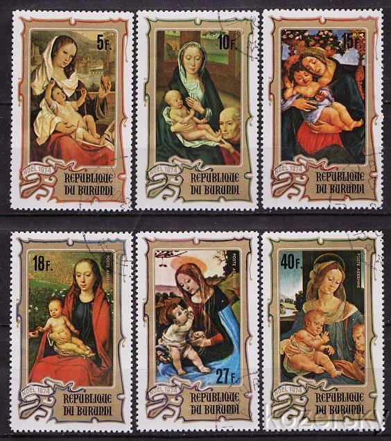 Burundi 474-6, C213-5, Christmas, Paintings of Virgin and Child, Art, NH 