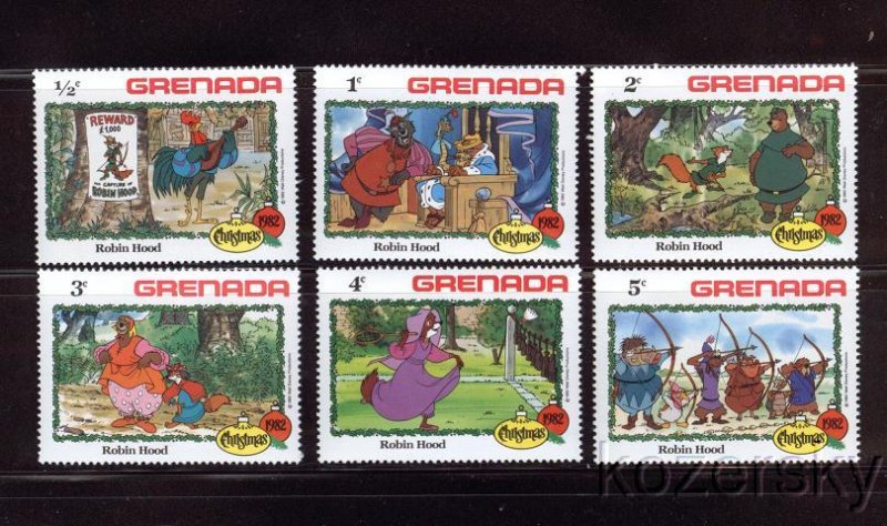 Grenada 1127-32, Disney Robin Hood Christmas Stamps