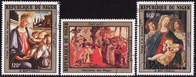 Niger C329-31, Botticelli Paintings, Christmas Stamps, 1983, NH