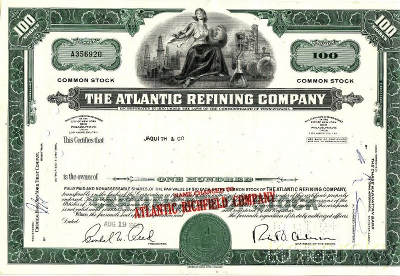 Atlantic Refining Company Stock Certificate