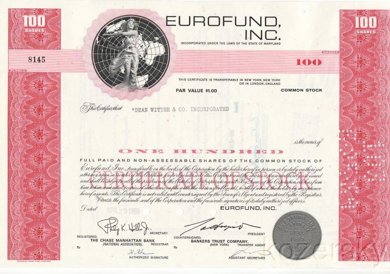 Eurofund, Inc. Stock Certificate