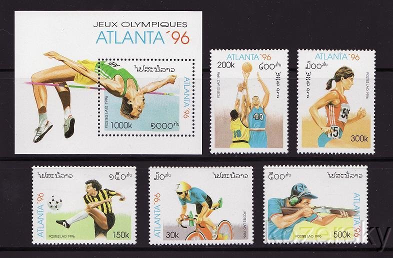 Laos 1254-59, Laos 1996 Summer Olympics Stamp, Olympic Events, S/S, MNH