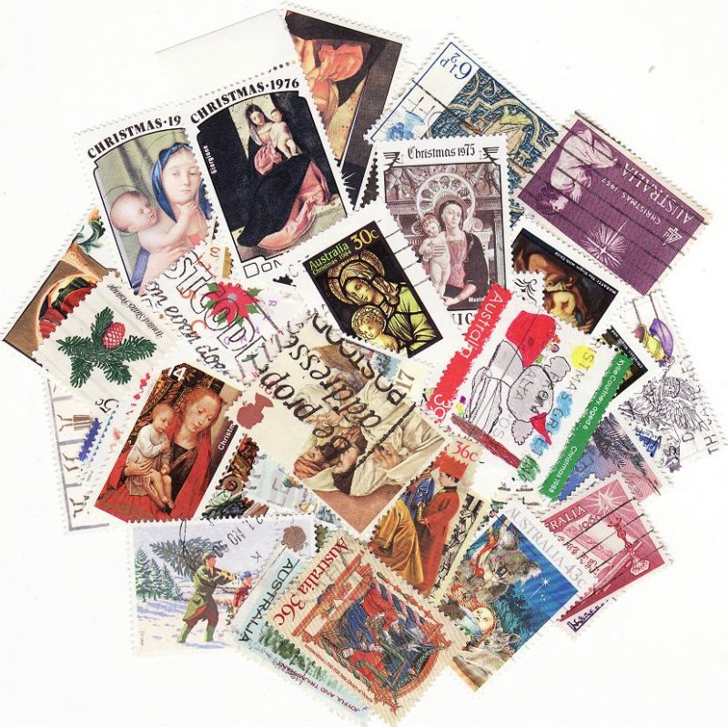 World Wide Christmas on Stamps, Topical Stamp Packet,  50 different stamps