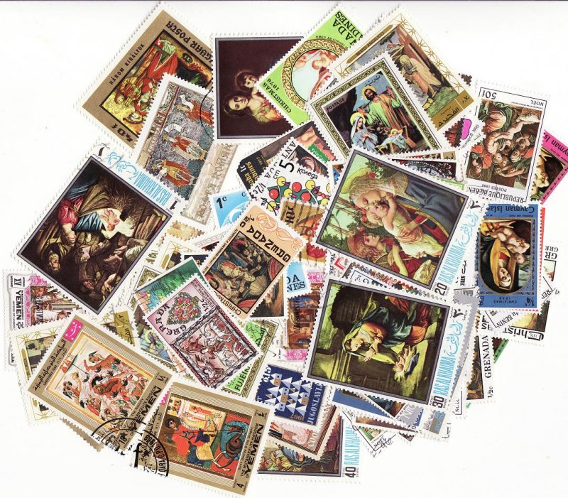 World Wide Christmas on Stamps, Topical Stamp Packet, 100 different stamps