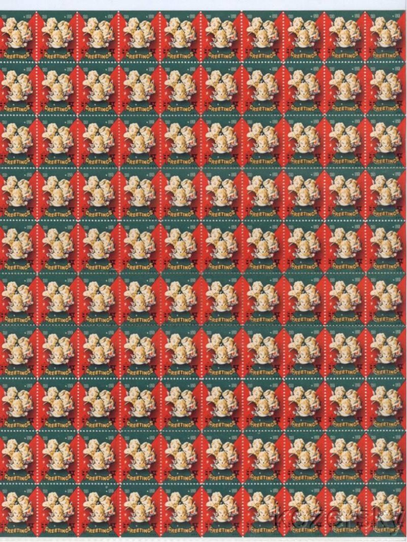 50-3x, WX151, 1950 U.S. National Christmas Seals Sheet, pm D