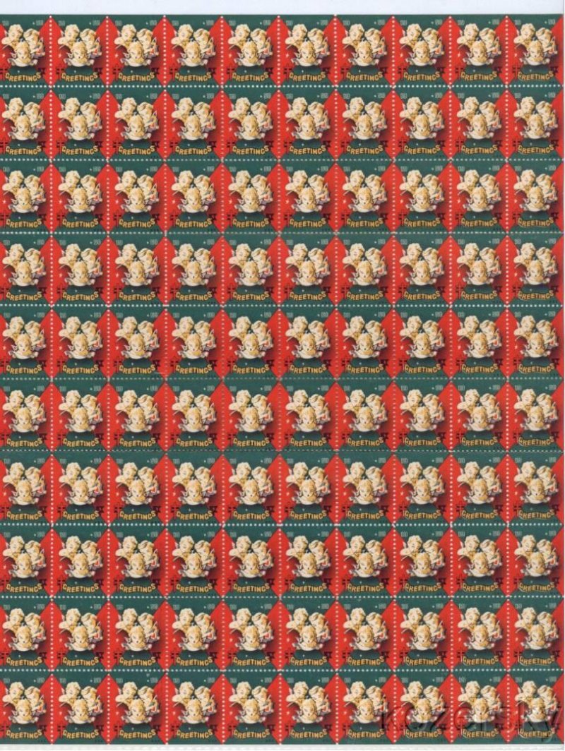 50-3x, WX151, 1950 U.S. National Christmas Seals Sheet, pm D