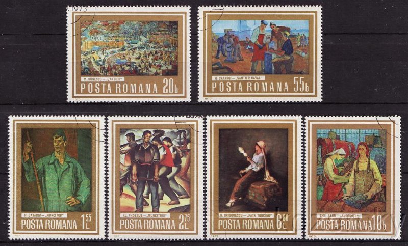 Romania 2443-8, Romania Paintings of Workers Stamps, Work Scenes, NH