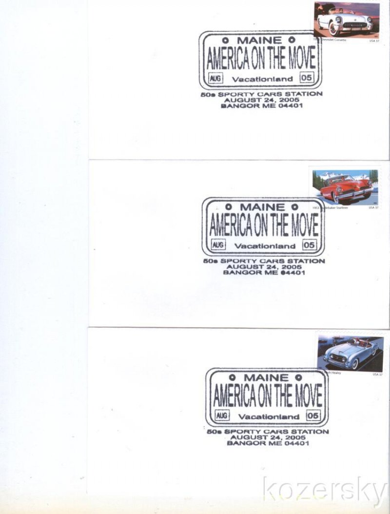 50s Sporty Cars America on the Move Postmark, Set/5