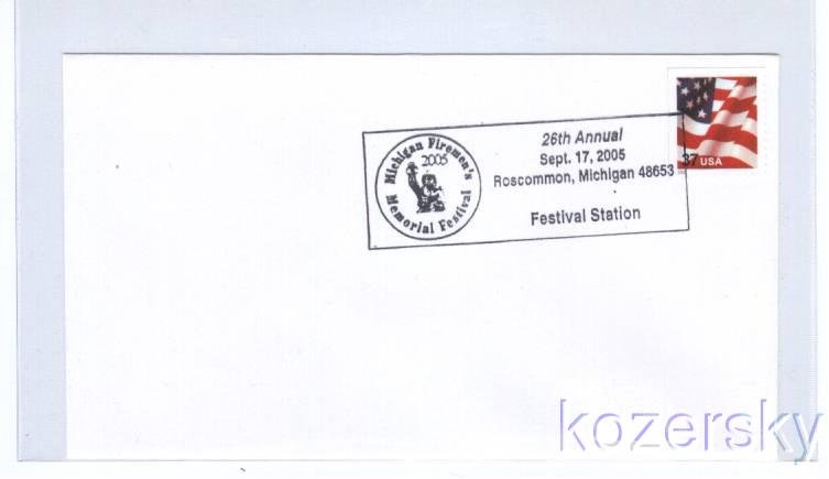 Fireman's Memorial Pictorial Postmark, Topical Cancel