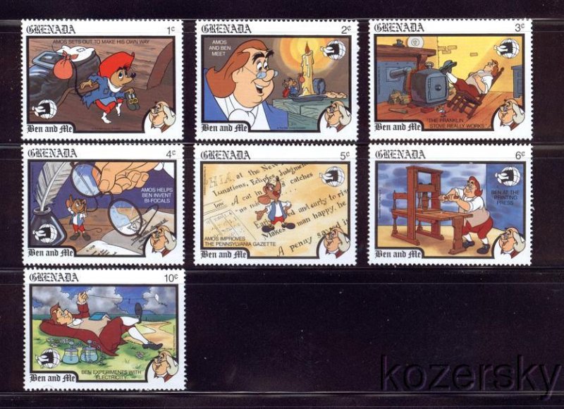 Grenada 1771-77, Disney Ben and Me Stamps 