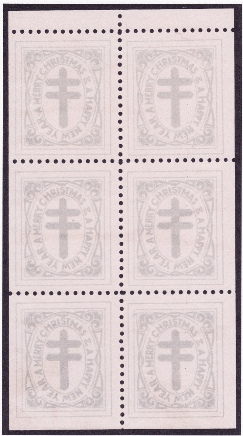  Ireland-1x, 1909 Ireland TB Charity Seal, pane of 6 seals - WANTED