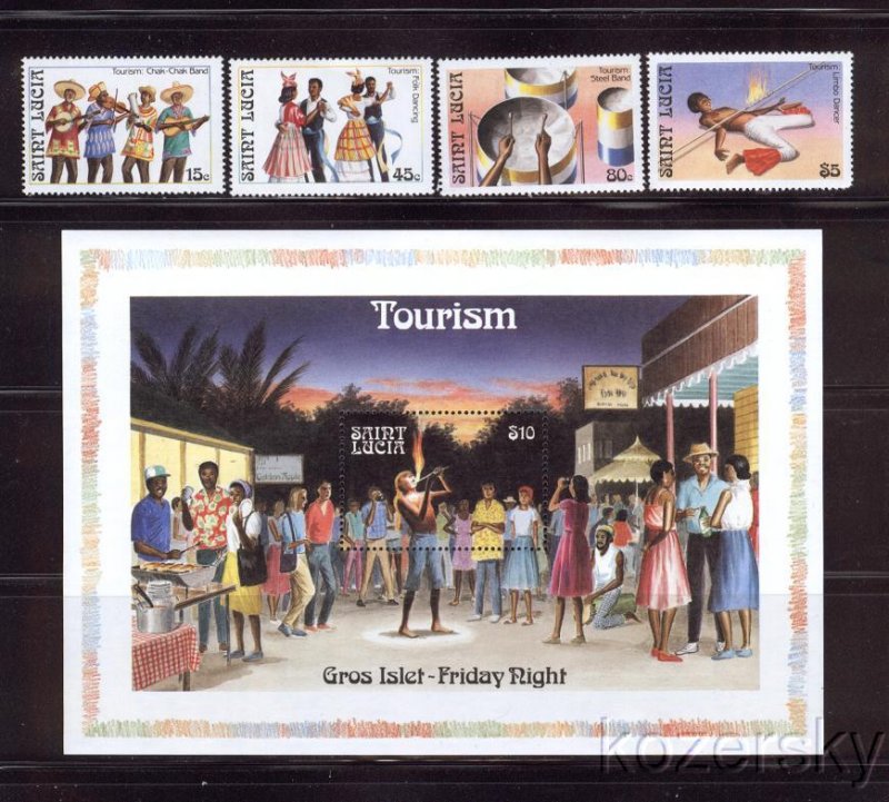 St. Lucia 862-66, St. Lucia Tourism Stamps, S/S, MNH