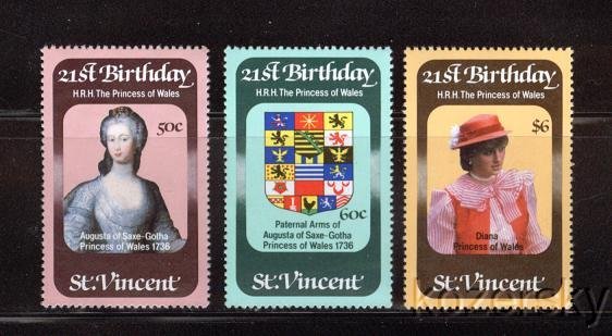 St. Vincent   647-9, St. Vincent Princess Diana Birthday Stamps, MNH