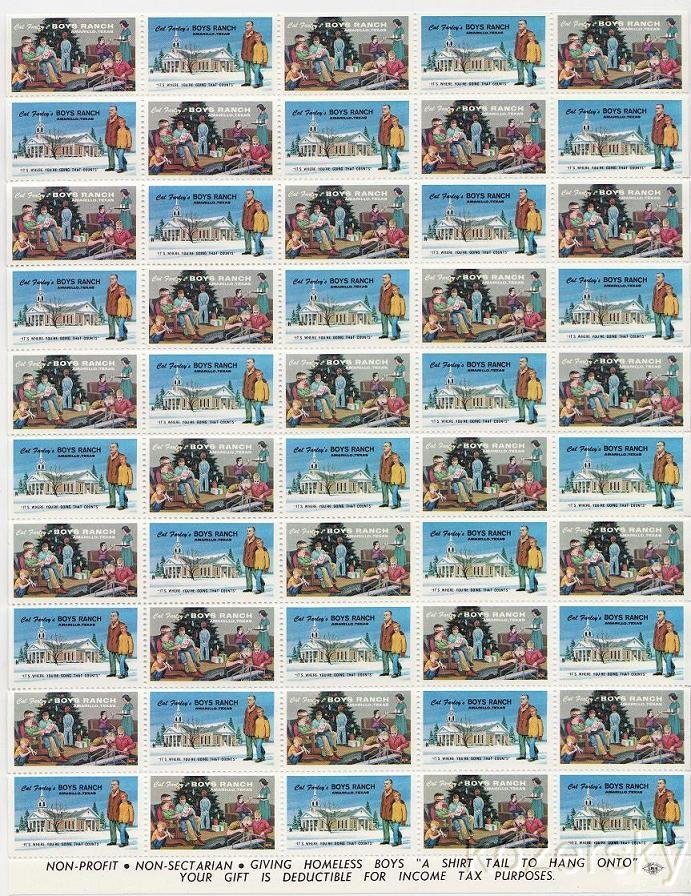 Cal Farley 10-640.29x, 1973 Cal Farley Boy's Ranch Charity Seals Sheet