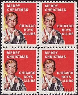 Chicago Boys Clubs 450.01, 1953 Chicago Boys Clubs Charity Seals, blk/4, NH