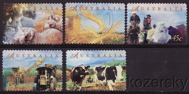 Australia 1656-60, Australia Farming in Australia Stamps, Farm Scenes, NH