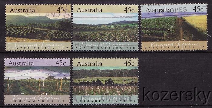 Australia 1262-66, Australia Vineyard Regions Stamps, Vineyards, NH