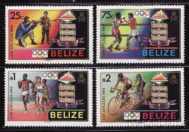 Belize  717-20, 1984 Summer Olympics, Shooting, Boxing, Running, Bicycling, MNH