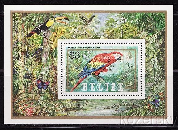 Belize  740, Parrots, Scarlet Macaw, S/S, MNH