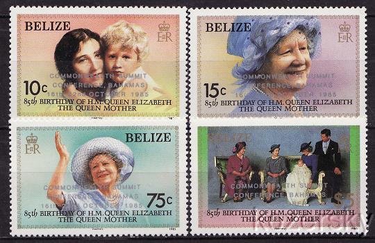 Belize  771-74, Queen Mother, Queen Mother 85th Birthday, Silver Overprint, MNH