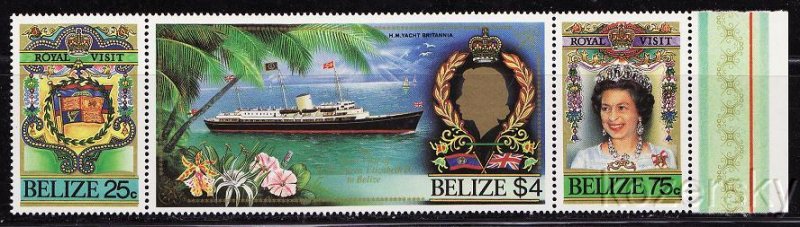 Belize  782-84, Queen Elizabeth II, Royal Visit, Flags, Britannia, MNH
