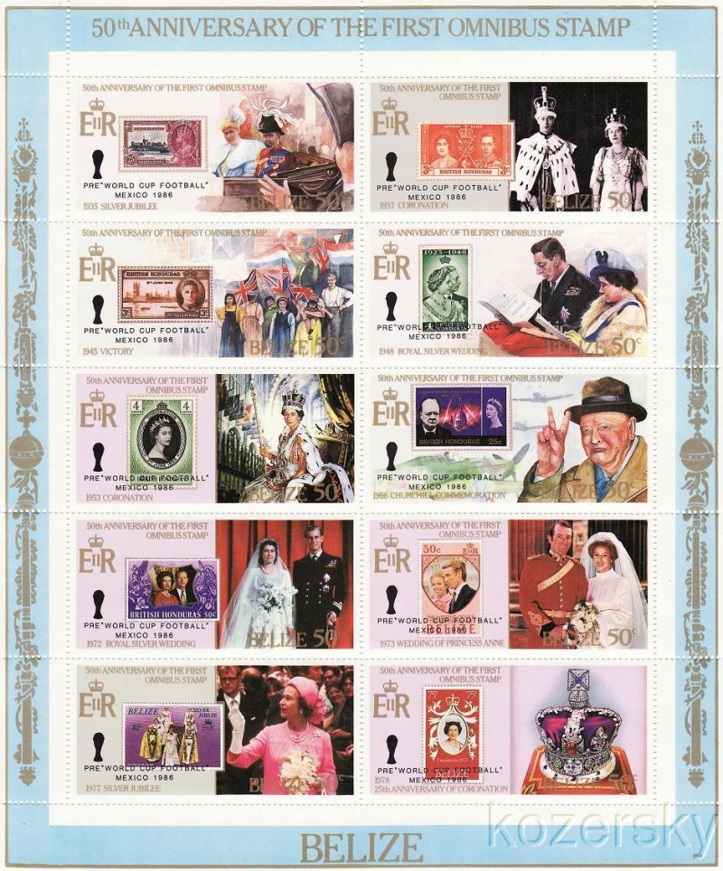 Belize  796, Commonwealth Stamp Omnibus, Overprinted, Sheet/10, MNH        