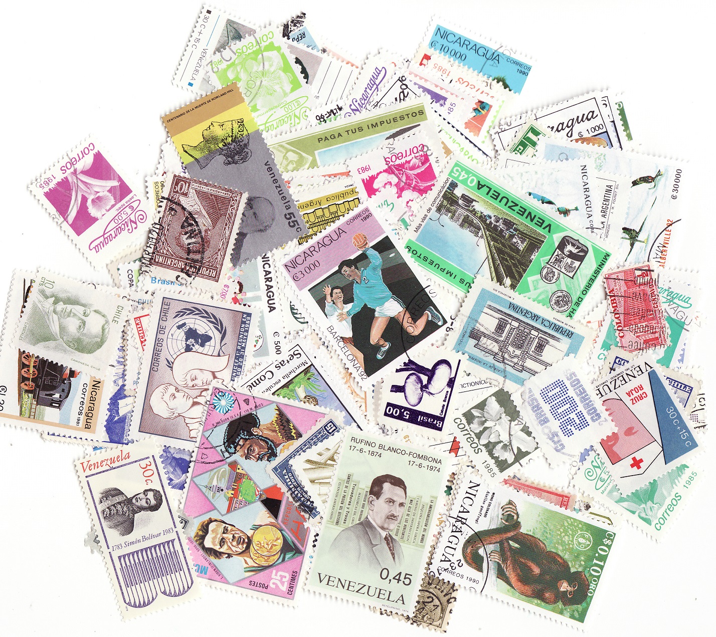 Latin America Stamp Packet,  100 different stamps from Latin America