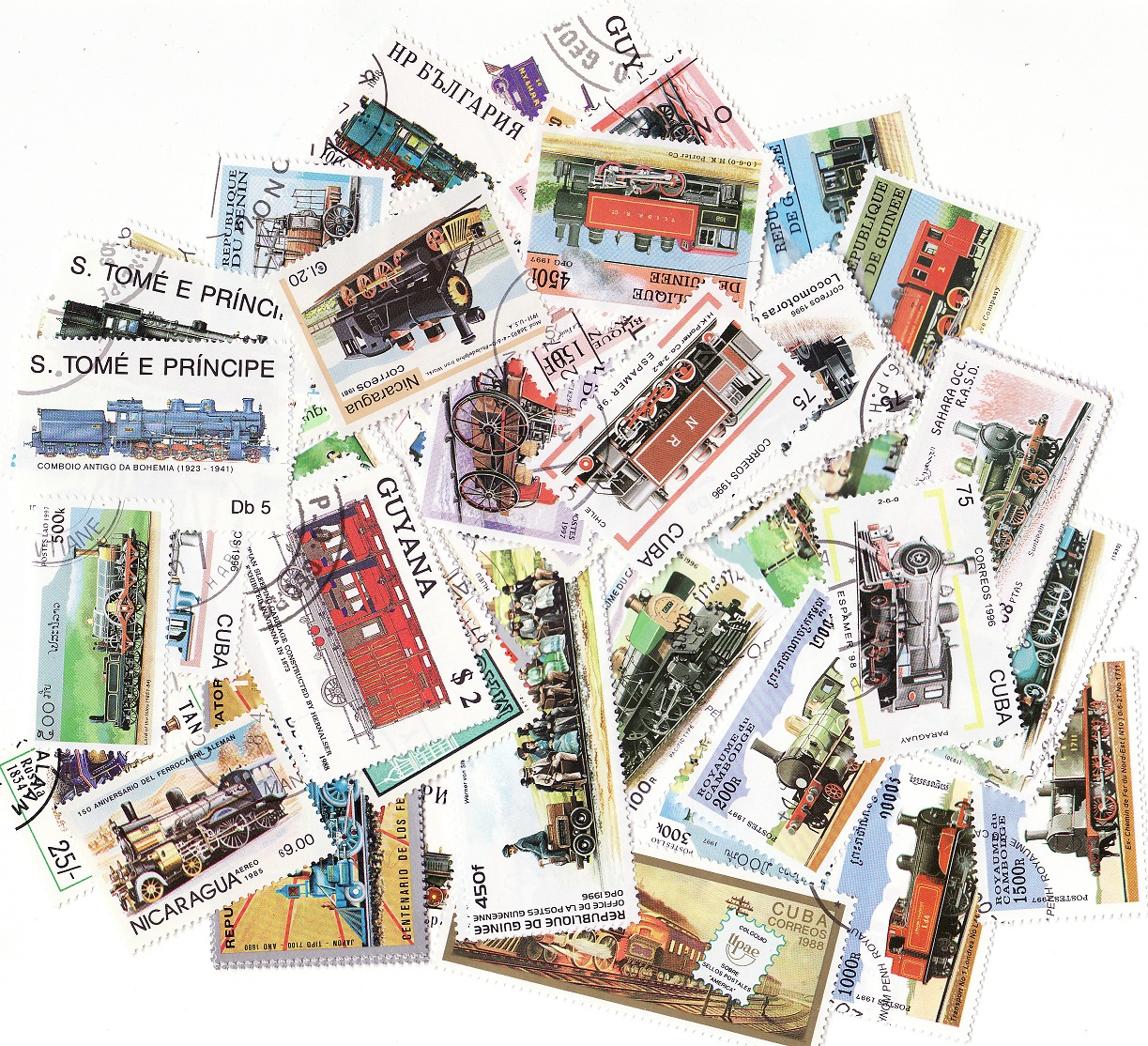 Steam Engines on Stamps, Topical Stamp Packet, 100 different stamps