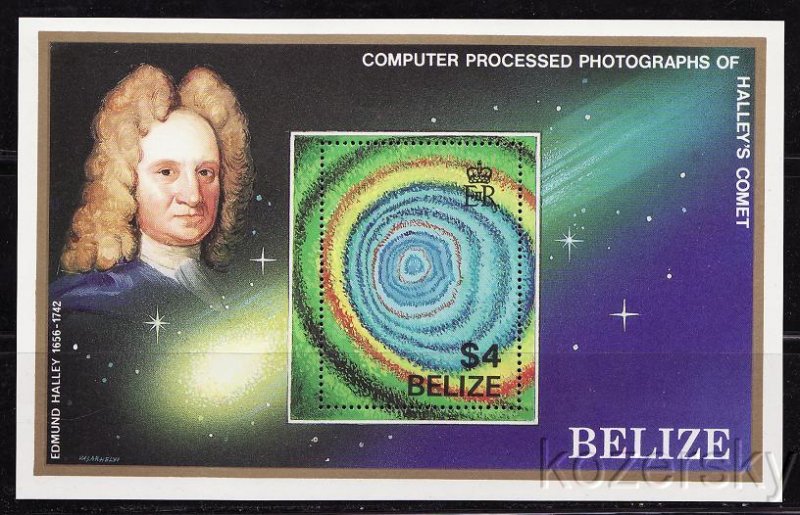 Belize  814, Halley's Comet, Edmund Halley, S/S, MNH